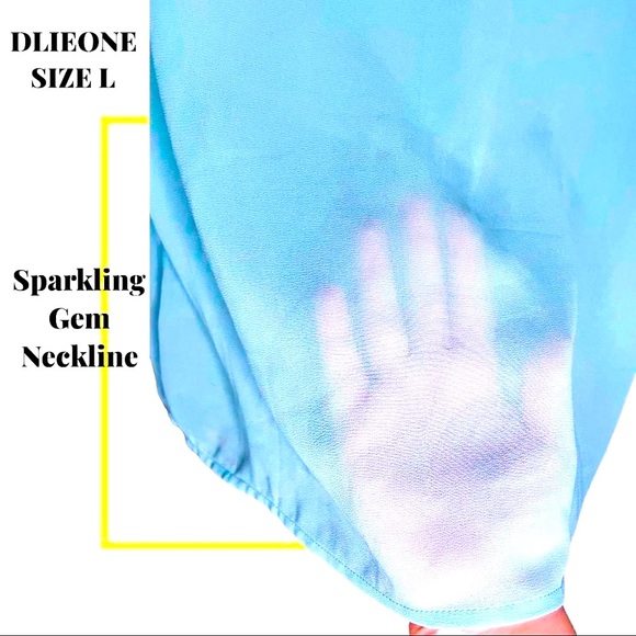 DLIEONE SPARKLING REAL GEM STONE ADORNED COLLAR SZ LRG PALE BLUE, SHEER UNIQUE🤩 - Picture 10 of 12